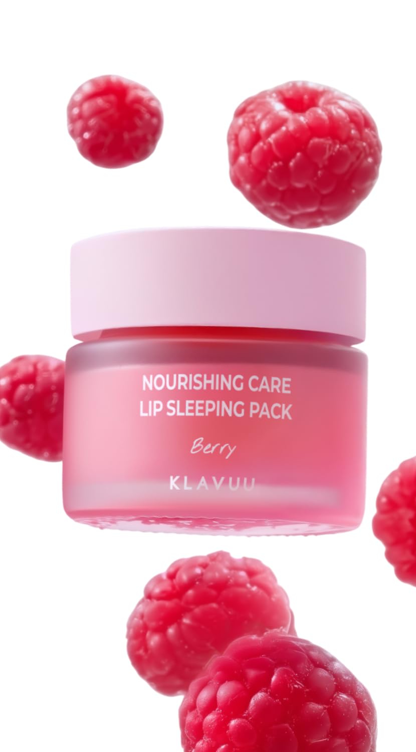 Klavuu Lip Mask Sleeping Pack (0.7oz) – Overnight Deep Hydrating Korean Lip Balm Treatment for Very Dry, Chapped Lips | Lip Lightening & Plumping with Instant Hydration | Gentle Exfoliating (Berry)