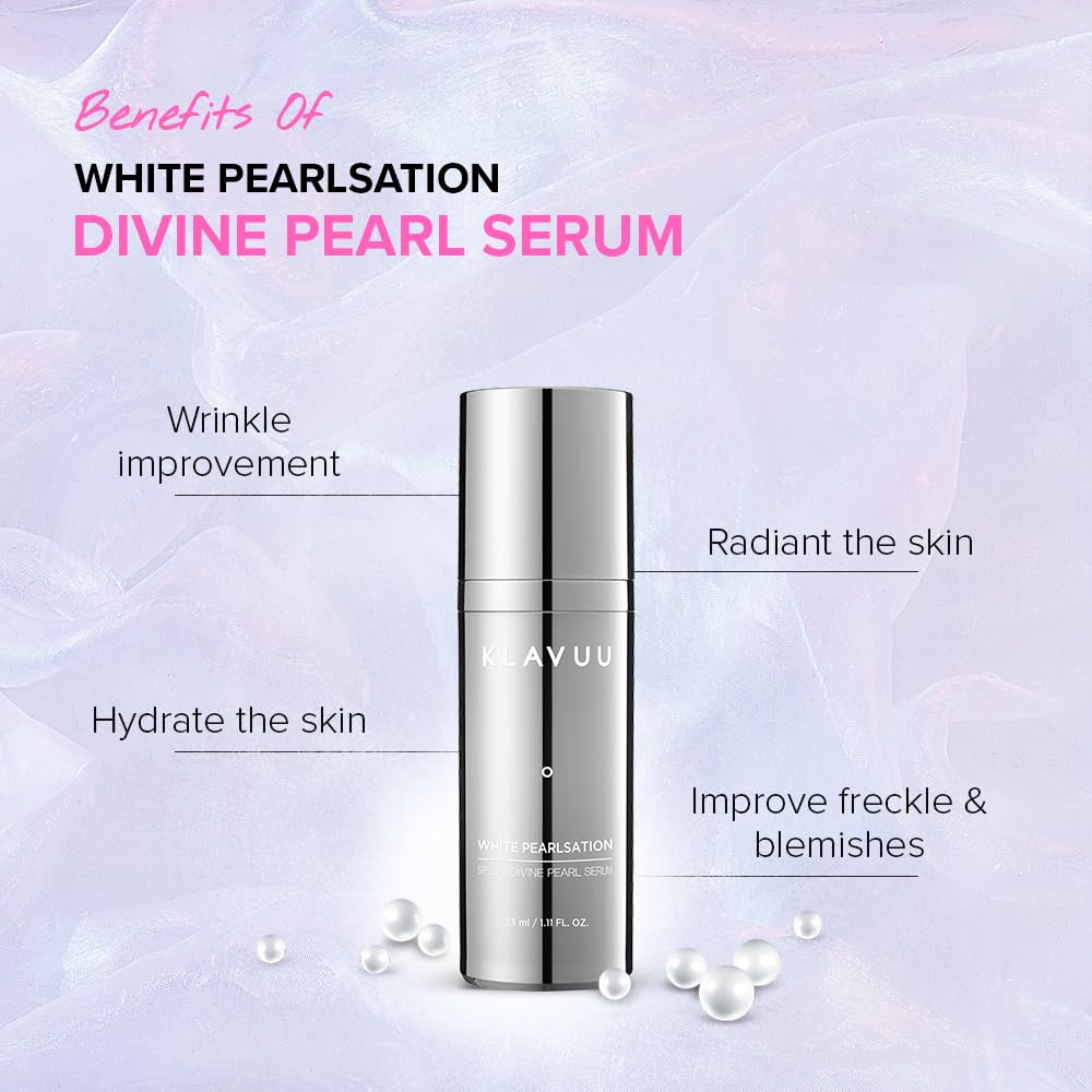 KLAVUU PEARLSATION Divine Pearl Serum – Face Moisturizer, Niacinamide Serum, Boosts Skin Elasticity, Pore Minimizer with Hydration for Radiant Complexion, Korean Skin Care (1.11oz/33ml)