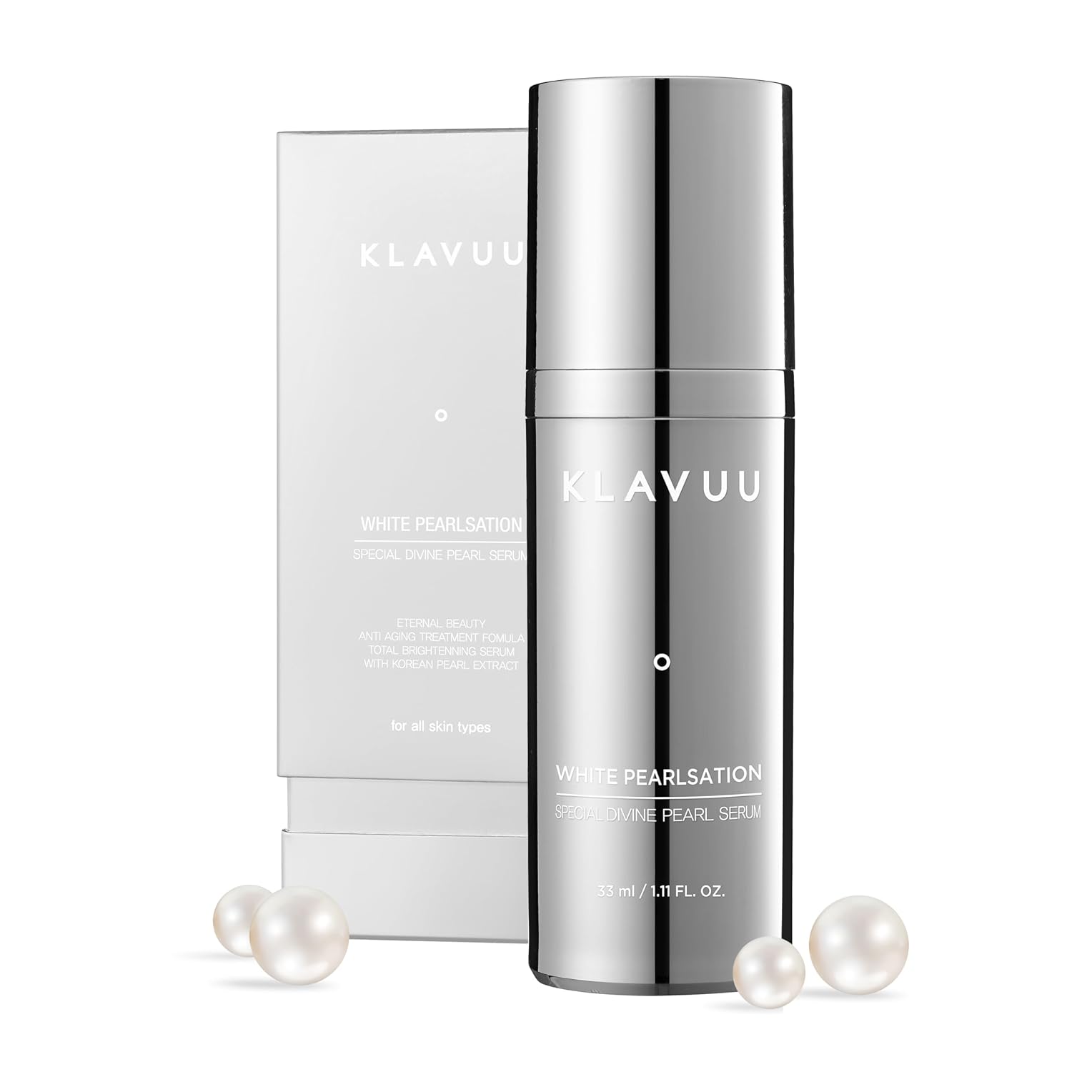 KLAVUU PEARLSATION Divine Pearl Serum – Face Moisturizer, Niacinamide Serum, Boosts Skin Elasticity, Pore Minimizer with Hydration for Radiant Complexion, Korean Skin Care (1.11oz/33ml)
