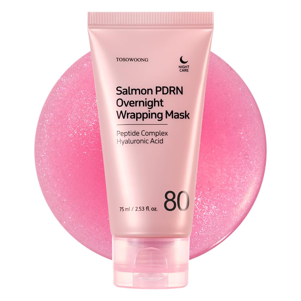 TOSOWOONG Salmon DNA PDRN Overnight Wrapping Mask, High Purity PDRN Peel Off Facial Mask for Glass Skin, Caffeine, Collagen and Peptide Anti-Aging, Firming, Korean Skincare, 75 ml / 2.53 fl. oz.