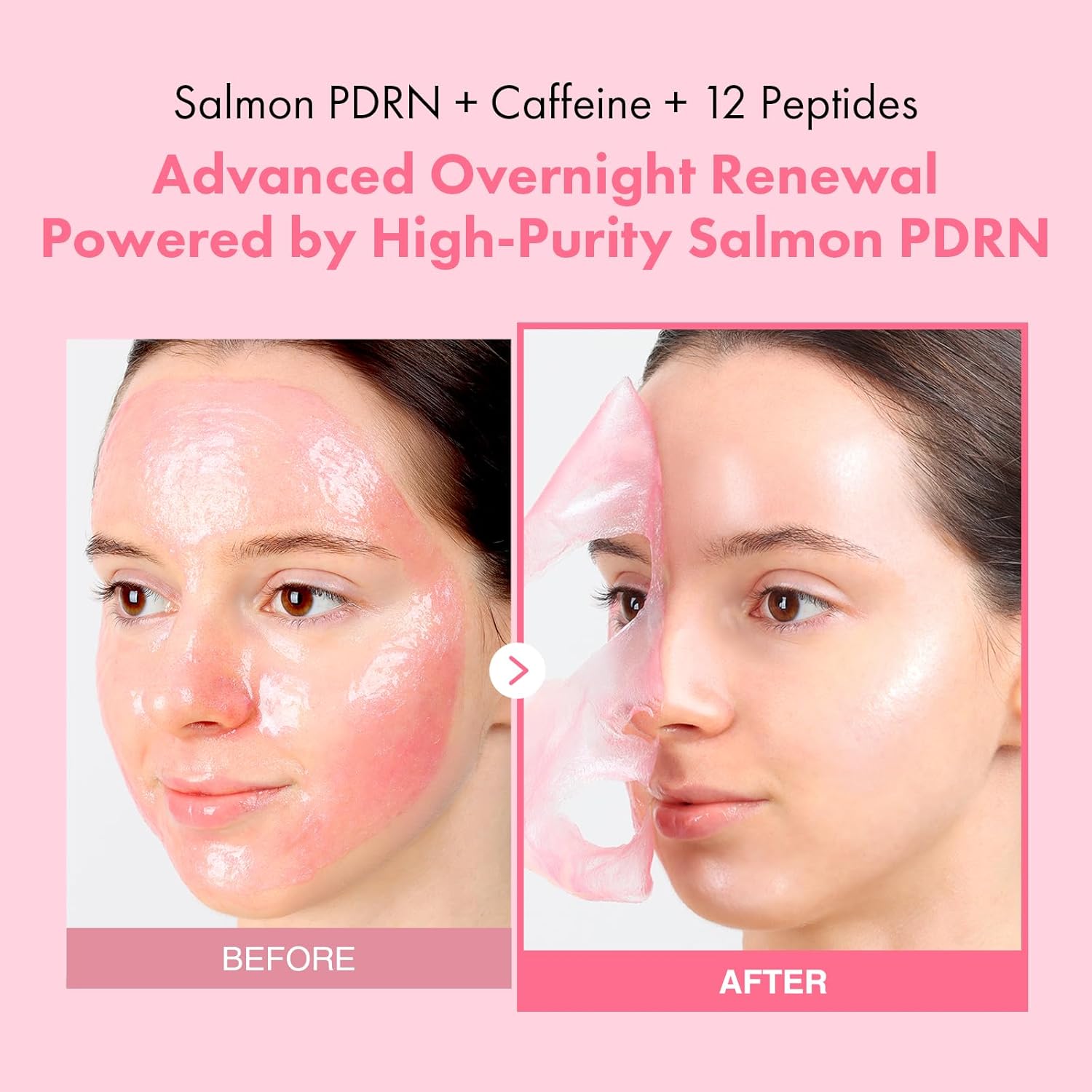 TOSOWOONG Salmon DNA PDRN Overnight Wrapping Mask, High Purity PDRN Peel Off Facial Mask for Glass Skin, Caffeine, Collagen and Peptide Anti-Aging, Firming, Korean Skincare, 75 ml / 2.53 fl. oz.