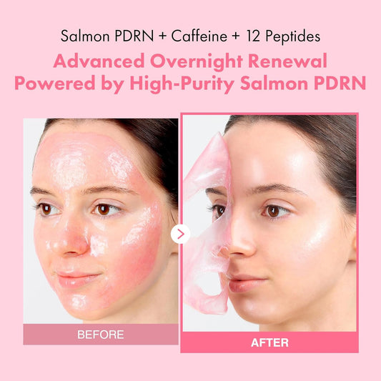TOSOWOONG Salmon DNA PDRN Overnight Wrapping Mask, High Purity PDRN Peel Off Facial Mask for Glass Skin, Caffeine, Collagen and Peptide Anti-Aging, Firming, Korean Skincare, 75 ml / 2.53 fl. oz.