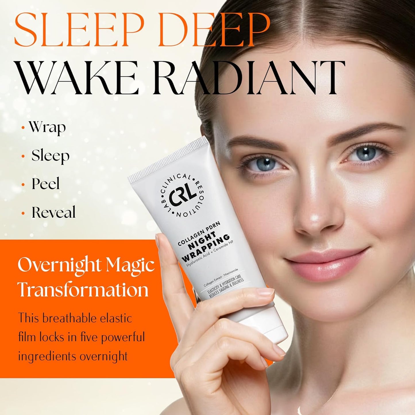 Clinical Resolution PDRN Collagen Night Wrapping Mask, All-In-One Nourish, Revitalize, Radiance for Youthful Glowing Skin Overnight Peel Off Face Mask Korean Skin Care Lab, 3.38 fl.oz 100ml